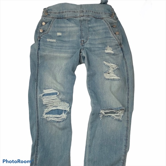 AE Tomgirl Distressed Skinny Overalls - Picture 5 of 9